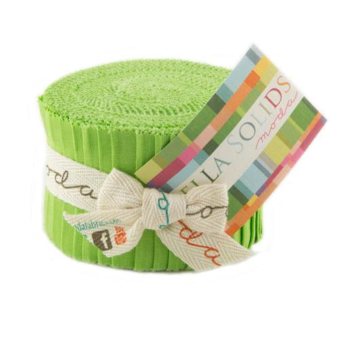 Moda Fabric Pre Cuts Moda Fabric Junior Jelly Roll Bella Solids Lime - The Sewing Studio