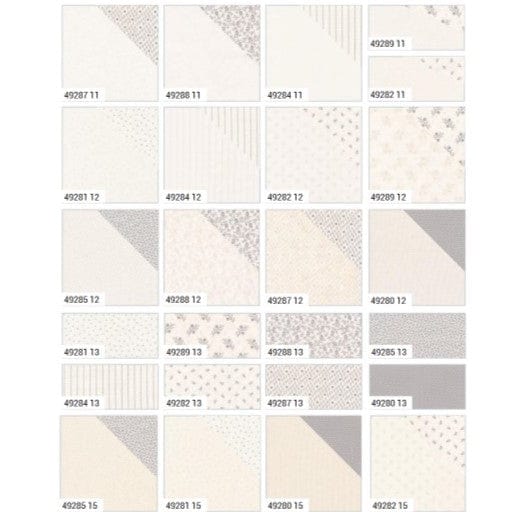 Creams and Naturals, Grey Small Print, Blender Moda Fabric Pre Cuts Moda Itty Bitty Background Gatherings Jelly Roll 49280JR - The Sewing Studio