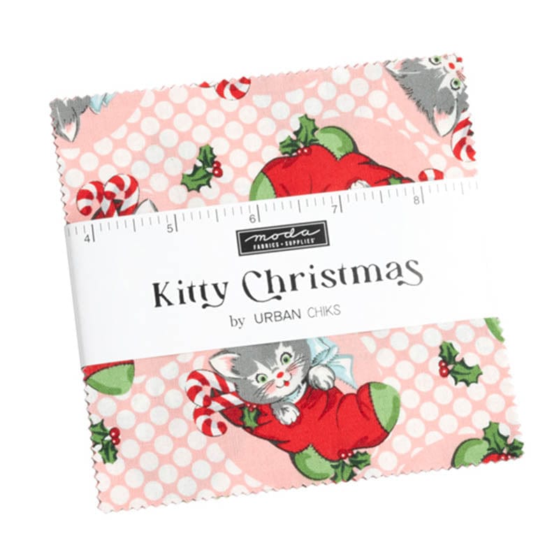 Moda Fabric Pre Cuts Moda Kitty Christmas Charm Pack 31200PP - The Sewing Studio