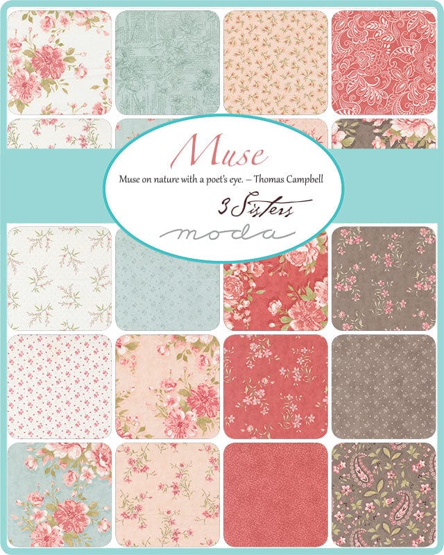 Multi-coloured Floral, Classic Prints Moda Fabric Pre Cuts Moda Muse Layer Cake 44390LC - The Sewing Studio