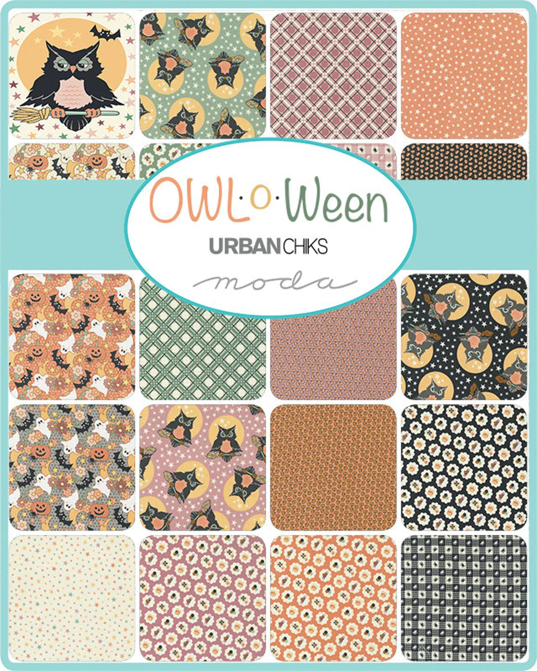 Multi-coloured Halloween Moda Fabric Pre Cuts Moda Owl O Ween Jelly Roll 31190JR - The Sewing Studio