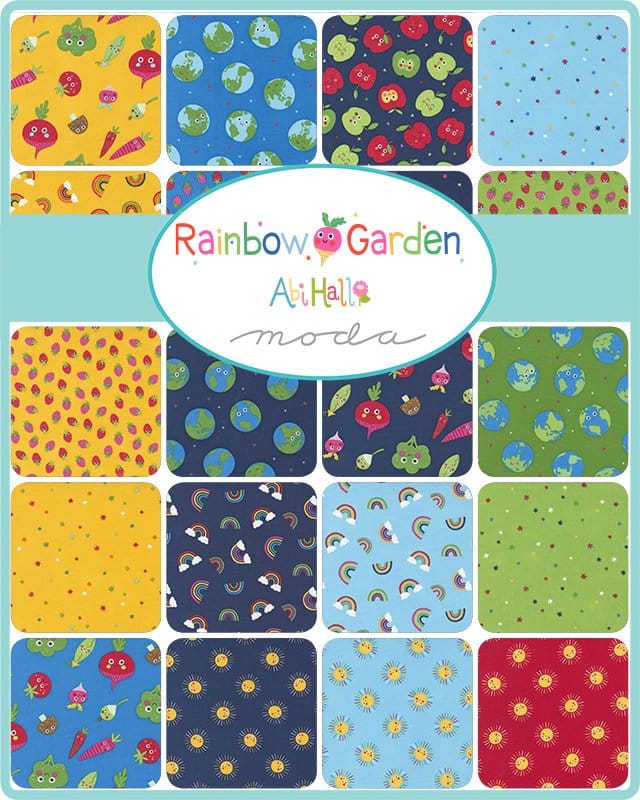 Multi-coloured Childrens Moda Fabric Pre Cuts Moda Rainbow Garden Jelly Roll 35360JR - The Sewing Studio