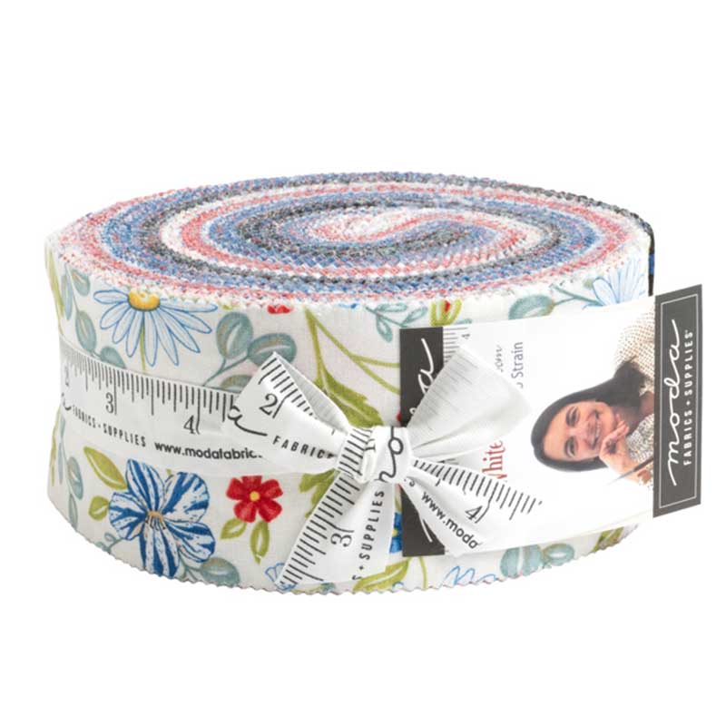 Moda Fabric Pre Cuts Moda Red White And Bloom Jelly Roll 56110JR - The Sewing Studio