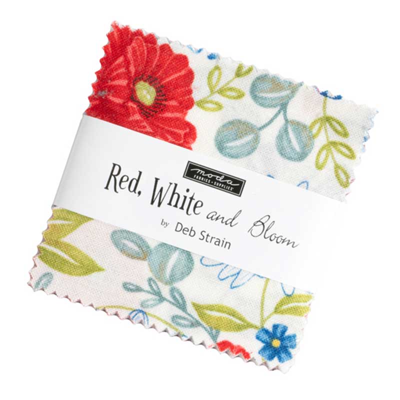 Moda Fabric Pre Cuts Moda Red White And Bloom Mini Charm 56110MC - The Sewing Studio