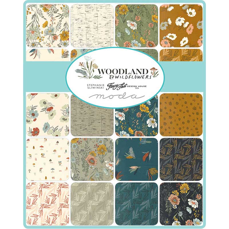 Moda Fabric Pre Cuts Moda Woodland Wildflowers Mini Charm 45580MC - The Sewing Studio
