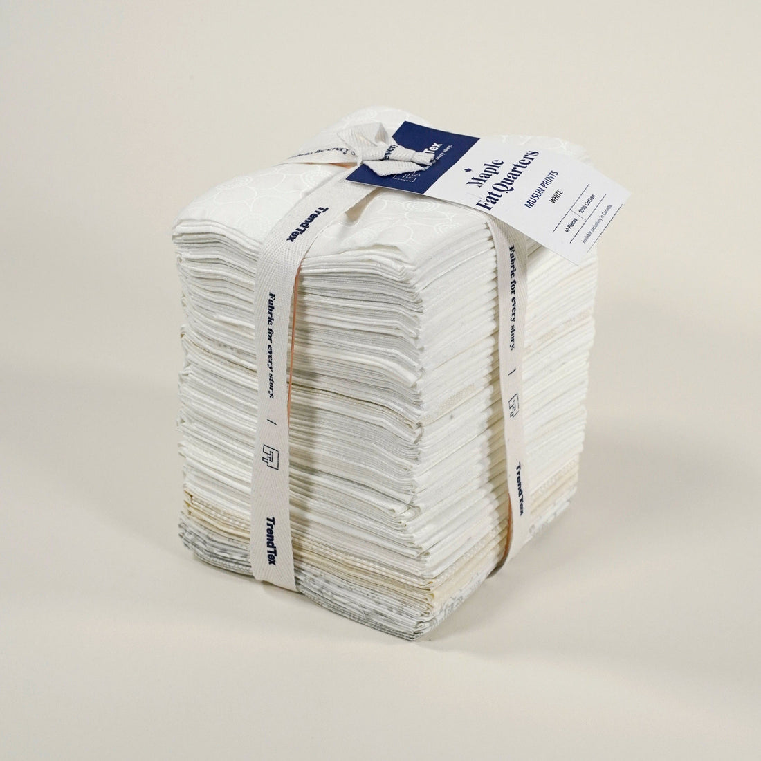 Moda Fabric Pre Cuts TrendTex Muslin Prints Maple Fat Quarters White 40 Pieces - The Sewing Studio