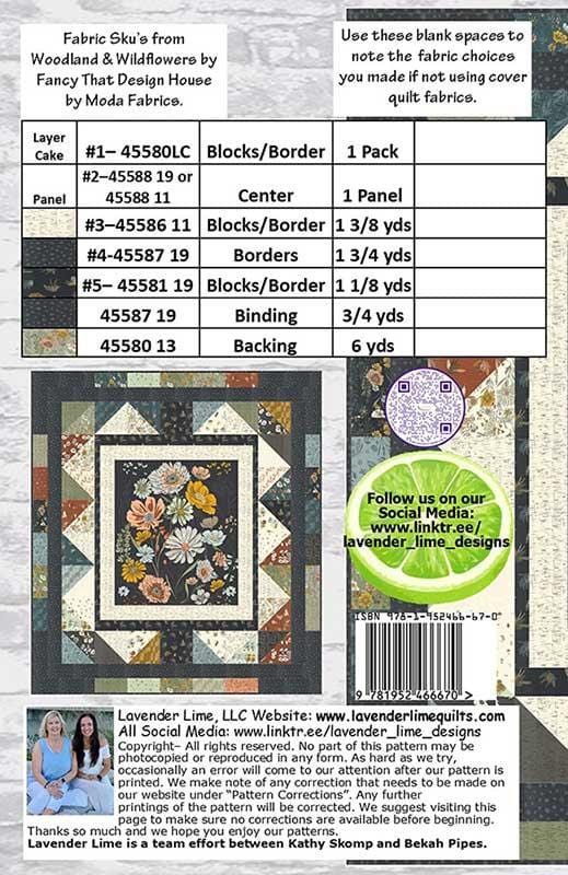 Moda Patterns Woodland and Wildflowers A Layer Cake And A Panel Pattern Book - The Sewing Studio