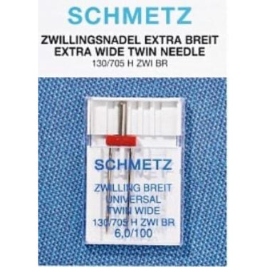 Schmetz Sewing Machine Needle Universal Twin Wide 6mm Size 100/16