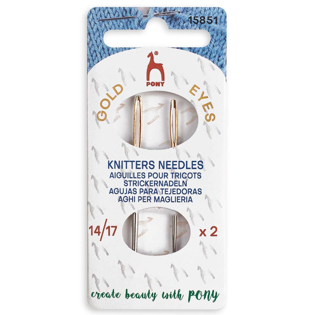 Pony Needles Hand Sewing Needles: Knitters Needles: Gold Eye - The Sewing Studio