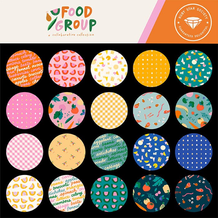 Multi-coloured Modern Ruby Star Society Fabric Pre Cuts Ruby Star Society Food Group Jelly Roll - The Sewing Studio