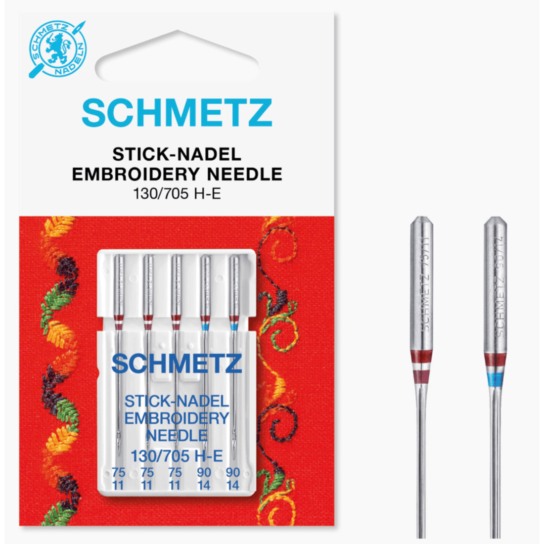 Schmetz Machine Needles Schmetz Embroidery Sewing Machine Needles Pack of 5 - The Sewing Studio