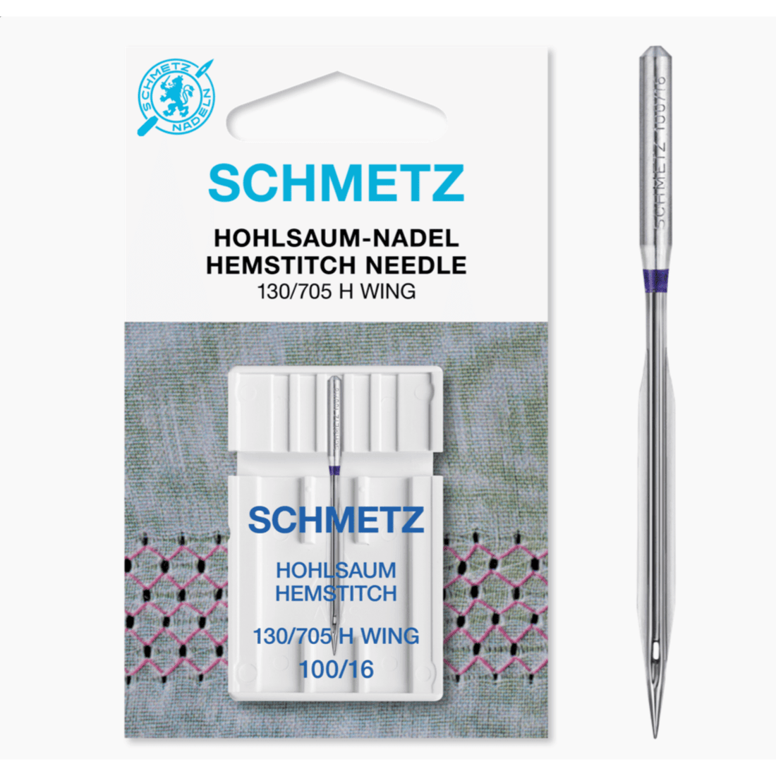 Schmetz Machine Needles Schmetz Sewing Machine Needle Hemstitch Wing Size 100/16 - The Sewing Studio
