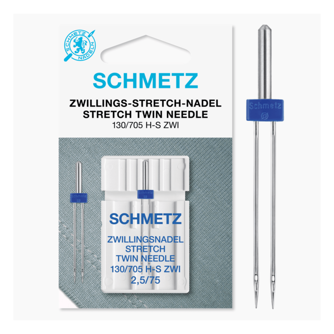 Schmetz Machine Needles Schmetz Sewing Machine Needle Stretch Twin 2.5mm Size 75 - The Sewing Studio