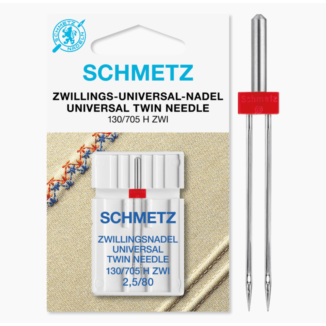 Schmetz Machine Needles Schmetz Sewing Machine Needle Universal Twin 2.5mm Size 80/12 - The Sewing Studio