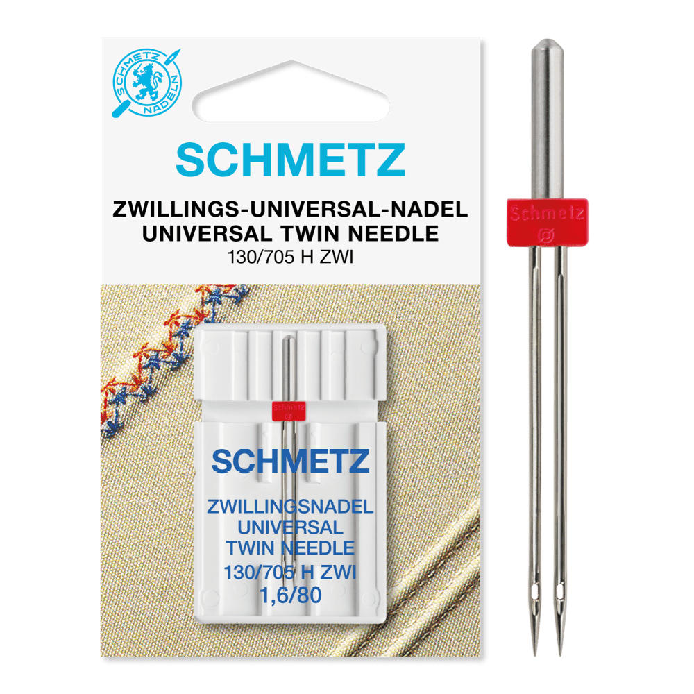Schmetz Machine Needles Schmetz Sewing Machine Needle: Universal Twin: Size 1.6mm / 80 (12) - The Sewing Studio