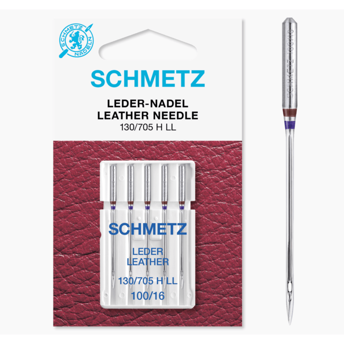 Schmetz Machine Needles Schmetz Sewing Machine Needles Leather Size 100/16 Pack of 5 - The Sewing Studio