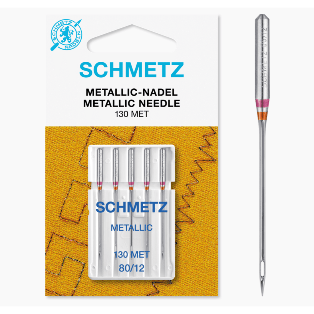 Schmetz Machine Needles Schmetz Sewing Machine Needles Metallic Size 80/12 Pack of 5 - The Sewing Studio