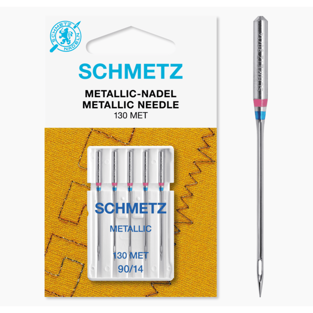 Schmetz Machine Needles Schmetz Sewing Machine Needles Metallic Size 90/14 Pack of 5 - The Sewing Studio