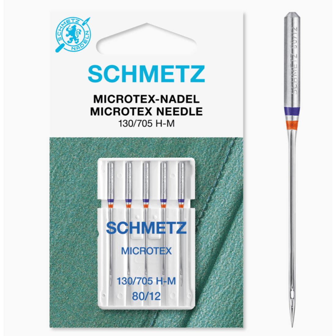 Schmetz Machine Needles Schmetz Sewing Machine Needles Microtex Size 80/12 Pack of 5  - The Sewing Studio