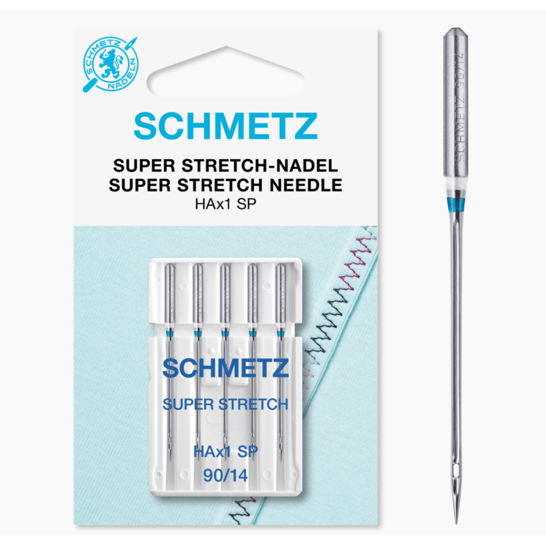 Schmetz Machine Needles Schmetz Sewing Machine Needles: Super Stretch Size 90/14. Pack of 5 needles. - The Sewing Studio