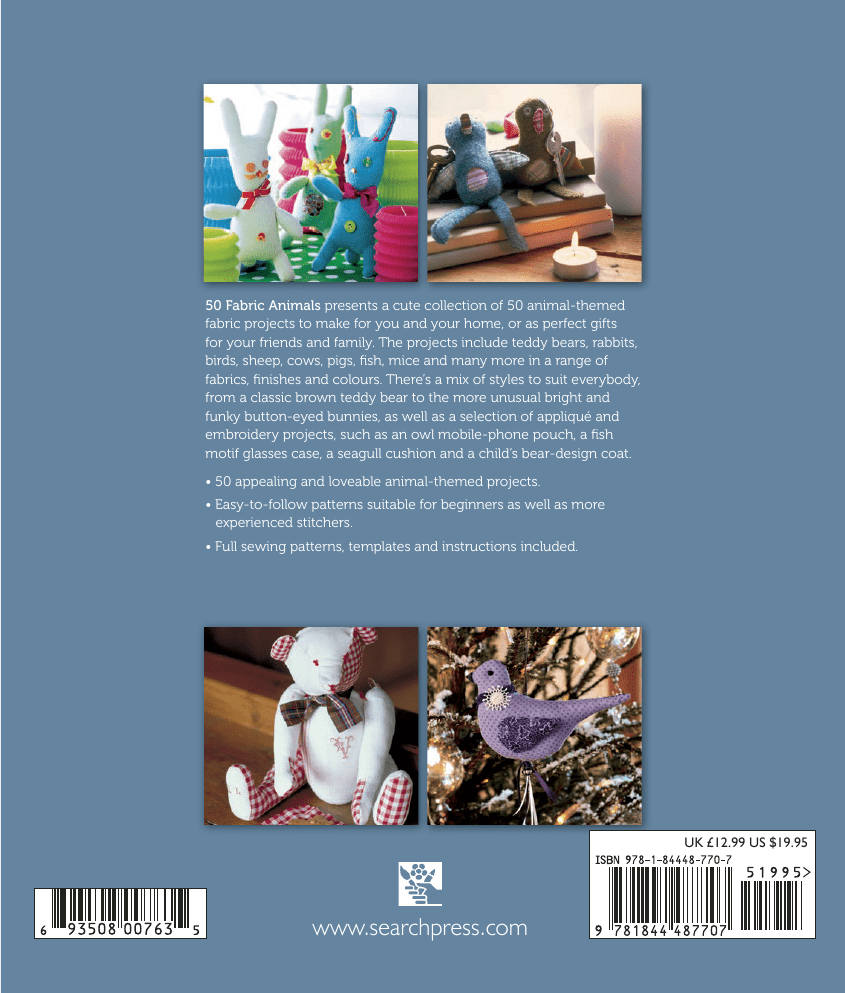 Search Press Books 50 Fabric Animals Book - The Sewing Studio