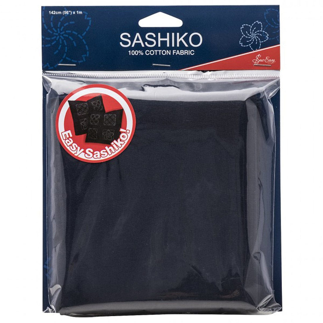 Sew Easy Craft Accessories Sashiko Cotton Fabric: Dark Navy. 1 metre x 1.40 metres size. - The Sewing Studio