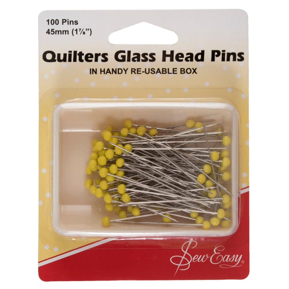 Sew Easy Pins Sew Easy Quilters Glass Head Pins 50mm - The Sewing Studio