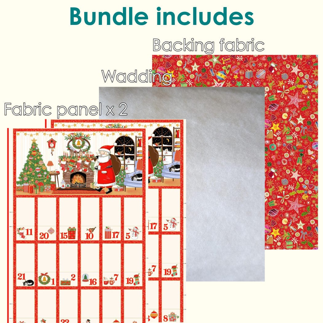 The Sewing Studio Fabric Panels & Labels Makower Jolly Saint Nick Advent Calendar Bundle Duo - The Sewing Studio