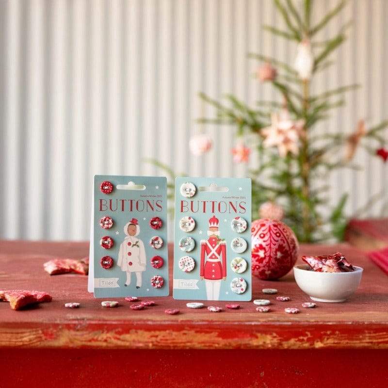 Tilda Buttons Tilda Merry Little Christmas Fabric Covered Buttons 12mm Pack of 8 - The Sewing Studio