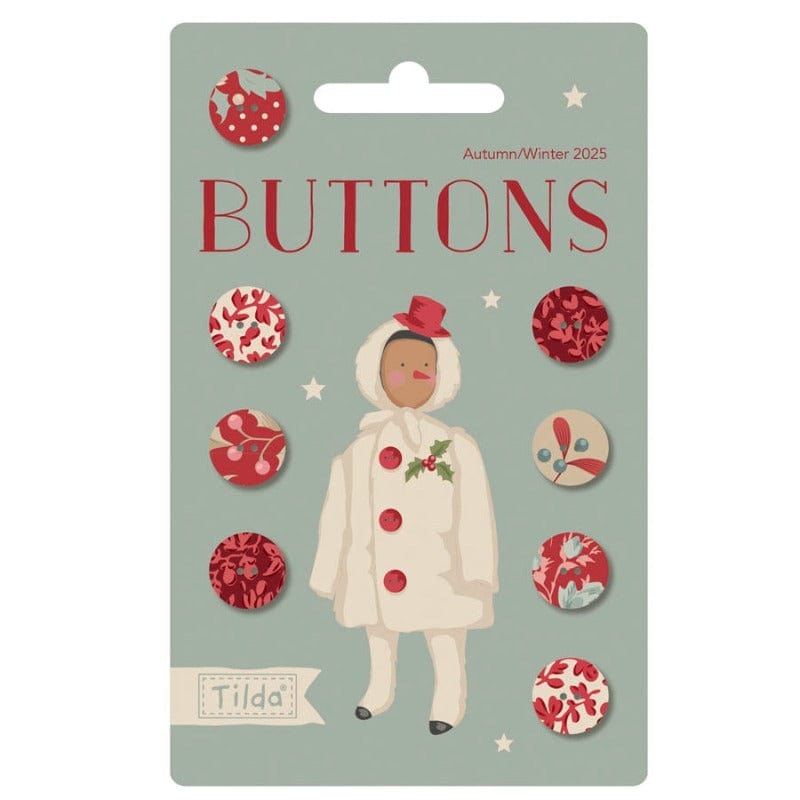 Tilda Buttons Tilda Merry Little Christmas Fabric Covered Buttons 12mm Pack of 8 - The Sewing Studio