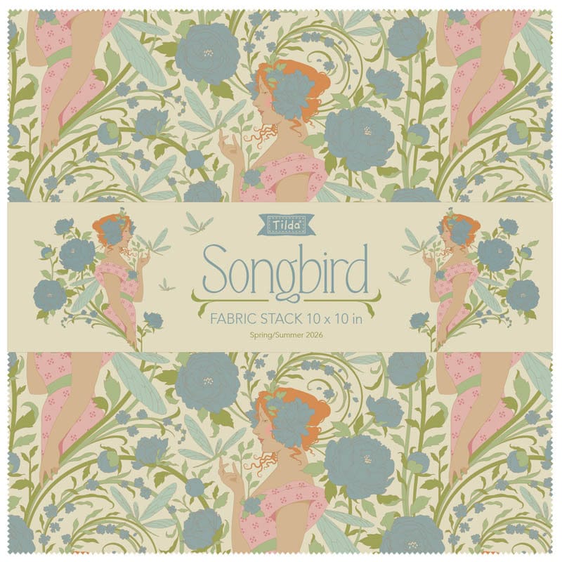 Tilda Fabric Pre Cuts Tilda Songbird Fabric Stack 10 Inch Squares - The Sewing Studio