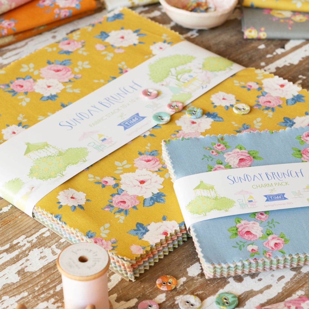 Tilda Fabric Pre Cuts Tilda Sunday Brunch Fabric Stack 10 Inch Squares TD300230  - The Sewing Studio