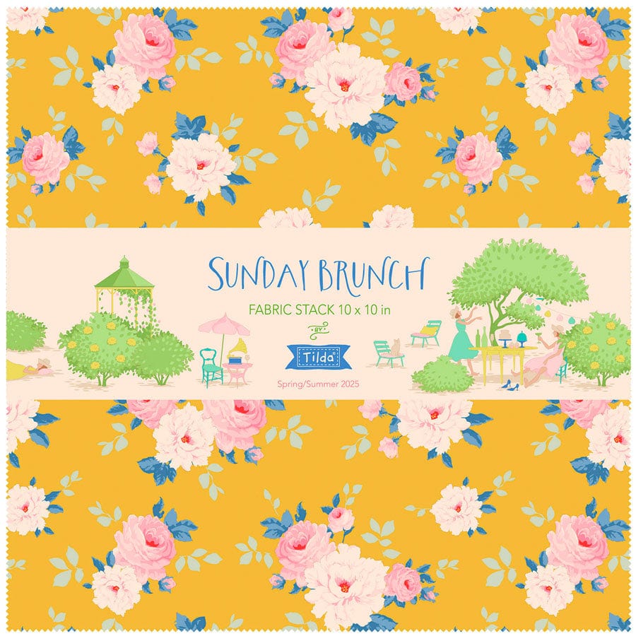Tilda Fabric Pre Cuts Tilda Sunday Brunch Fabric Stack 10 Inch Squares TD300230  - The Sewing Studio