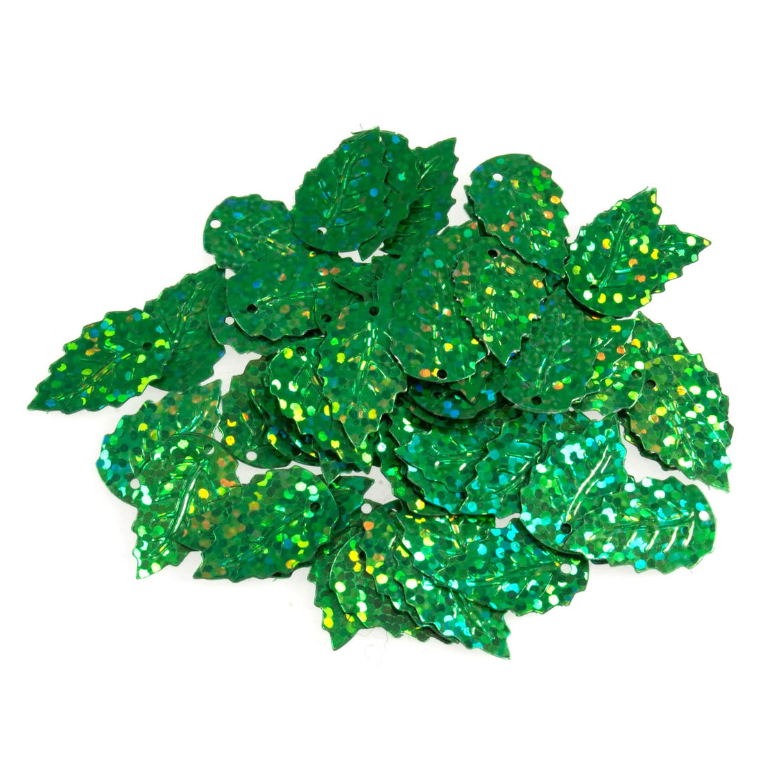 Trimits Beads Sequins Accessories Sequins: Leaf Holographic: 12 x 18mm: Green: 2.5g - The Sewing Studio