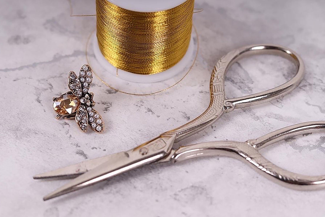 Trimits Buttons Diamante Button Gold Bee - The Sewing Studio