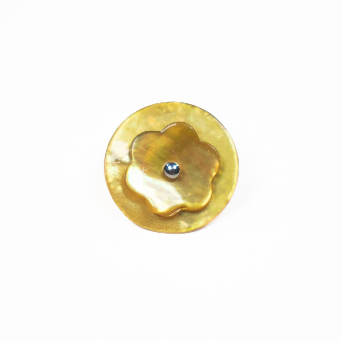 Trimits Buttons Yellow Round Flower Button 18mm - The Sewing Studio