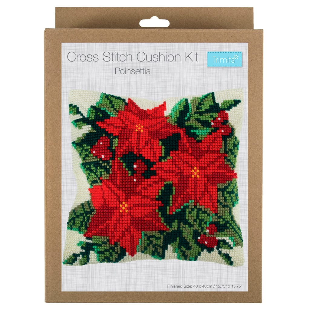 Trimits Cross Stitch Kits Cross Stitch Kit Cushion: Poinsettia - The Sewing Studio