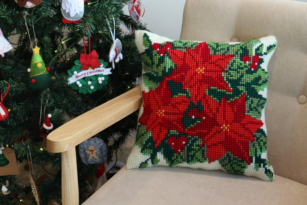 Trimits Cross Stitch Kits Cross Stitch Kit Cushion: Poinsettia - The Sewing Studio