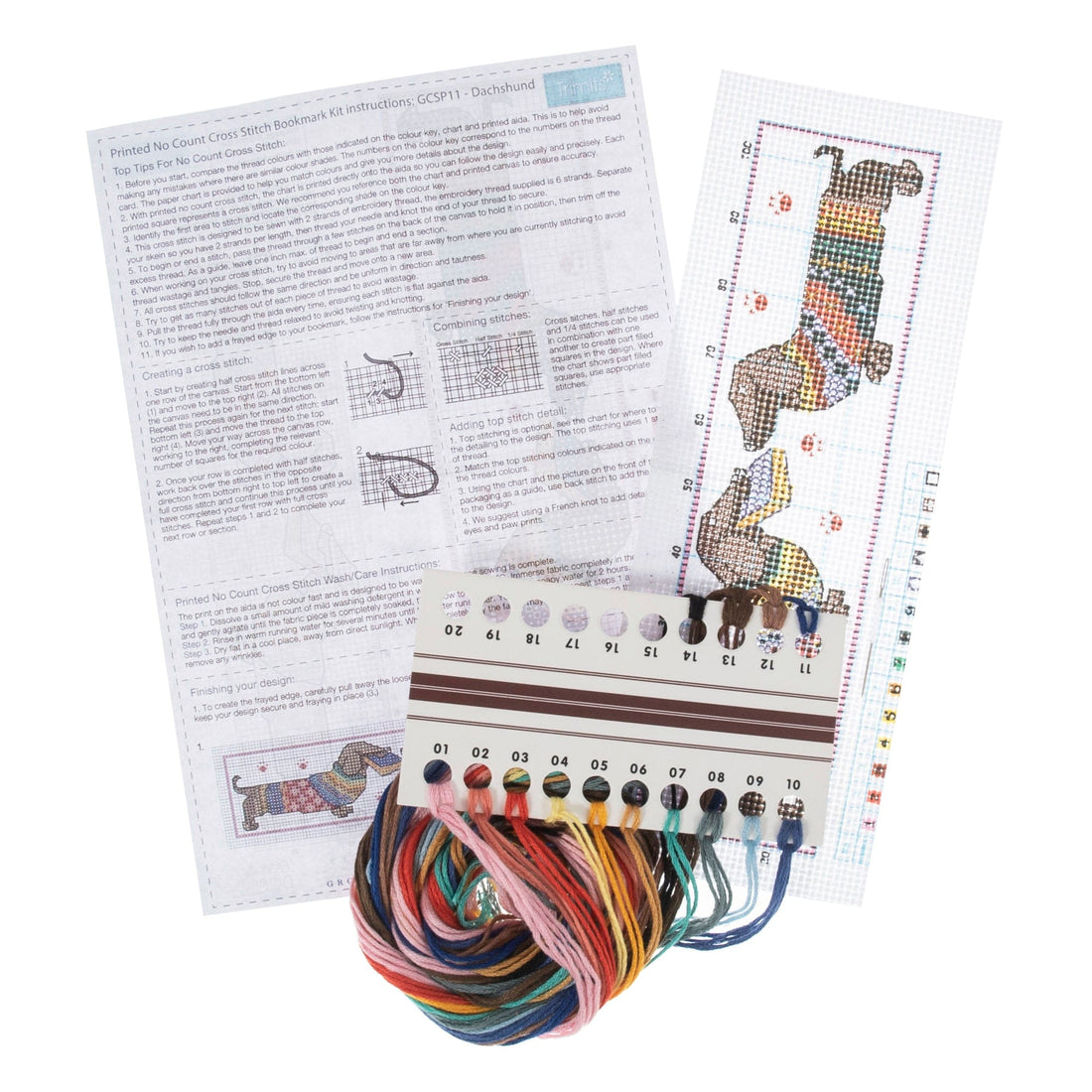 Trimits Cross Stitch Kits Cross Stitch Kit Printed Bookmark Dachshund in Jumper - The Sewing Studio