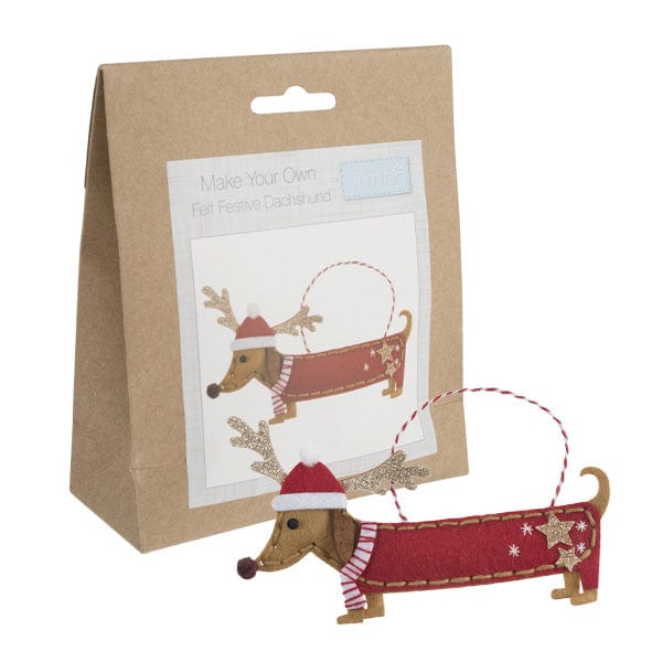 Trimits Felting Kits Felt Decoration Kit: Festive Dachshund - The Sewing Studio