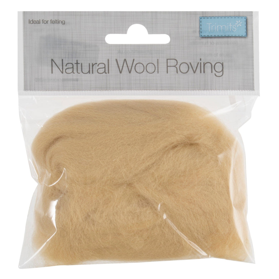 Trimits Felting Wool Natural Wool Roving, Cream, 10g Packet - The Sewing Studio