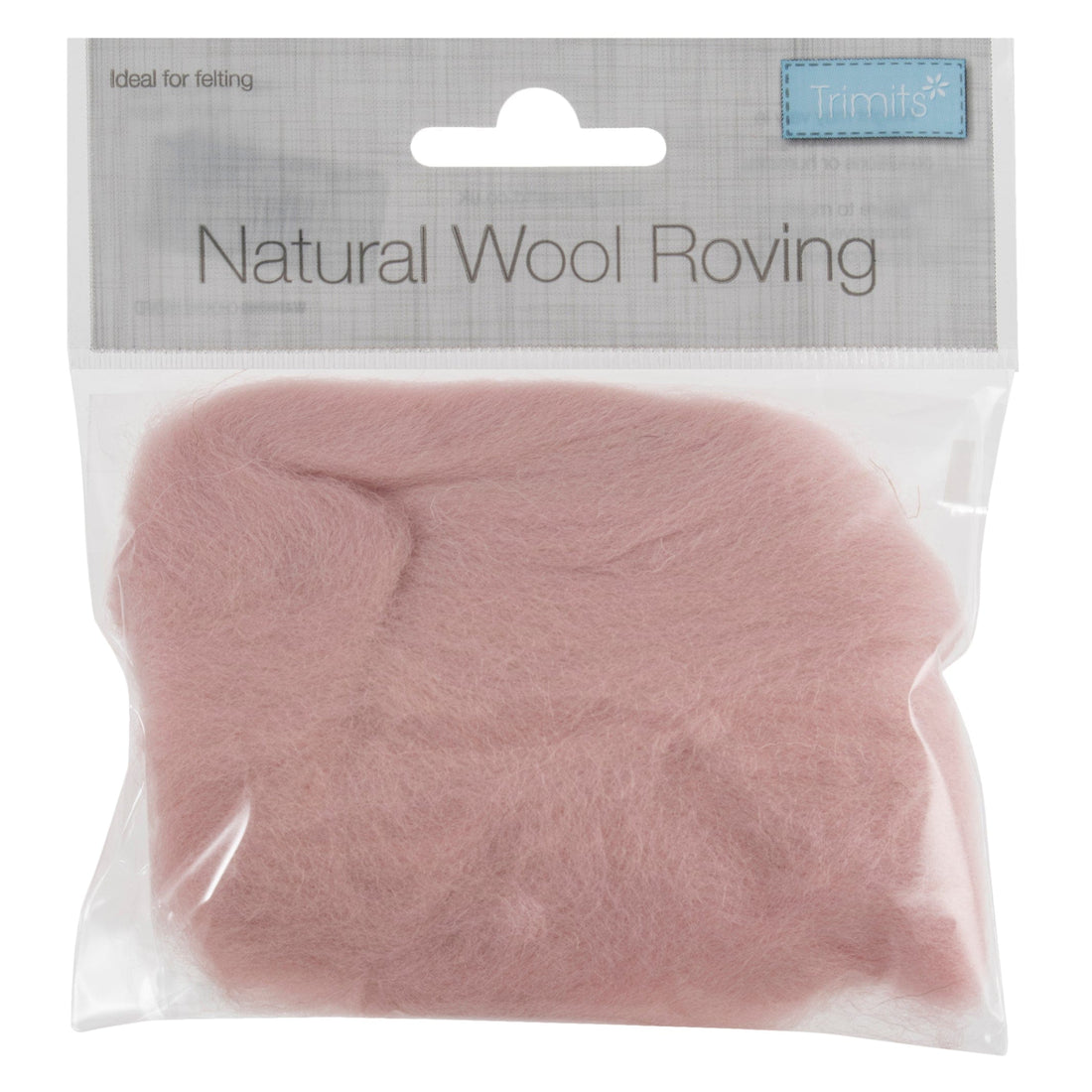 Trimits Felting Wool Natural Wool Roving, Powder Pink, 10g Packet - The Sewing Studio