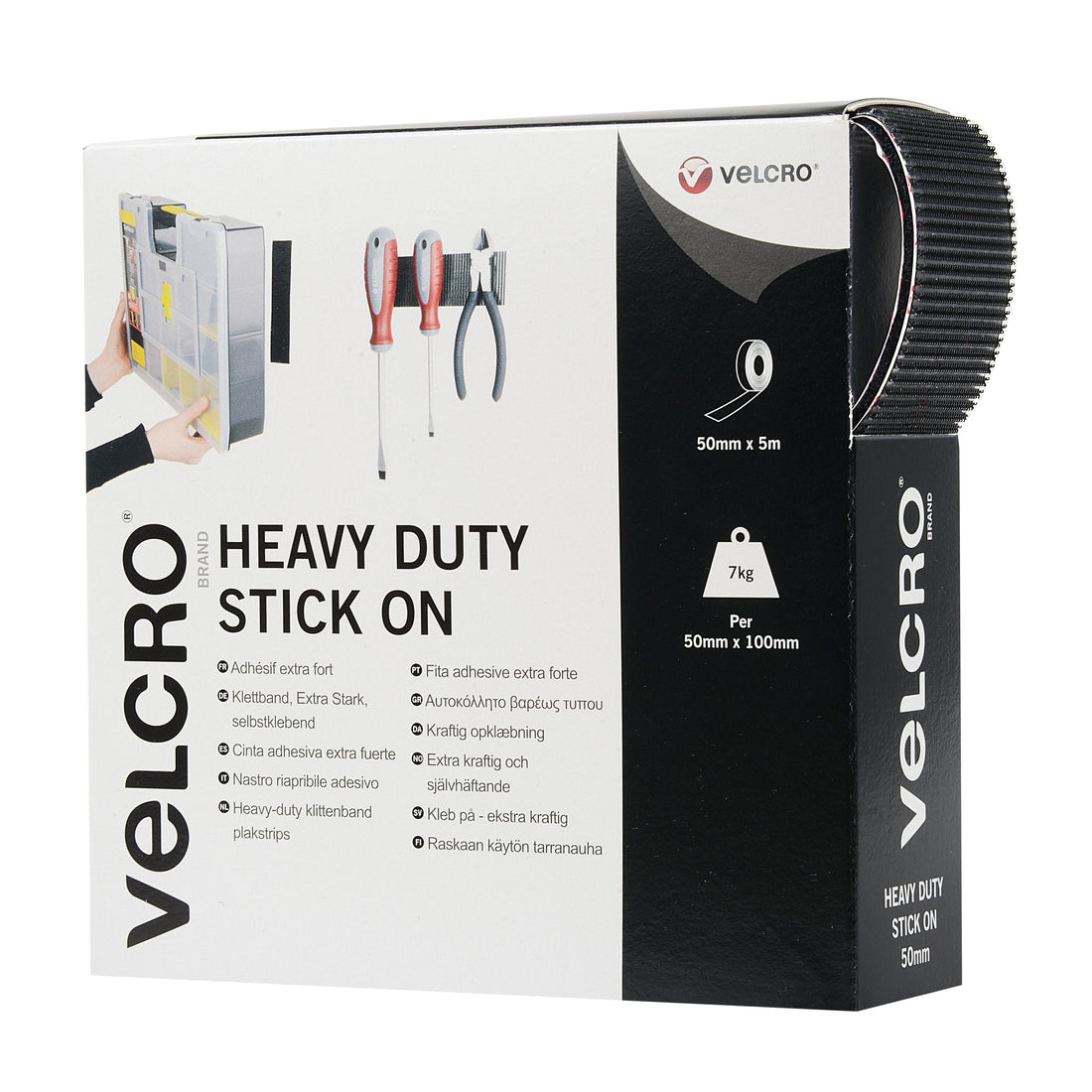 VELCRO Velcro Heavy Duty Stick-On Hook & Loop Tape: 50mm: Black - Sold Per Metre  - The Sewing Studio