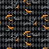 Makower Fabric Midnight Haunt Harlequin Bats Black 9873K
