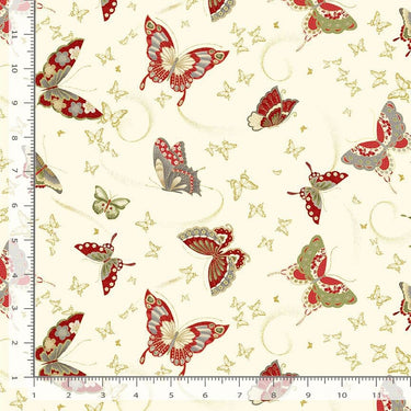 Kyoto Japanese Fabric Butterflies Cream Metallic CM1668