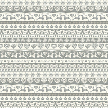 Makower Christmas Fabric Scandi 2023 Stripe Silver 2580S