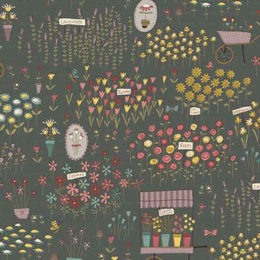 Anni Downs Market Garden Fabric Garden Charcoal 2902-91