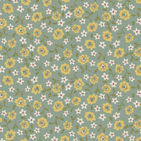Anni Downs Market Garden Fabric Tossed Posies Green 2897-17
