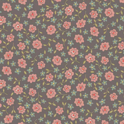 Anni Downs Market Garden Fabric Tossed Posies Raisin 2897-58