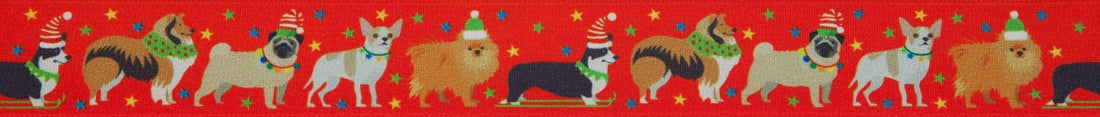Berisfords Ribbon Christmas Ribbon Festive Pets: 25mm Wide: Red - The Sewing Studio